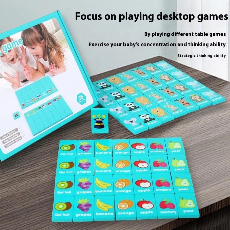 Wooden dominoes board game in colour box with Four In One style for children aged 4-6