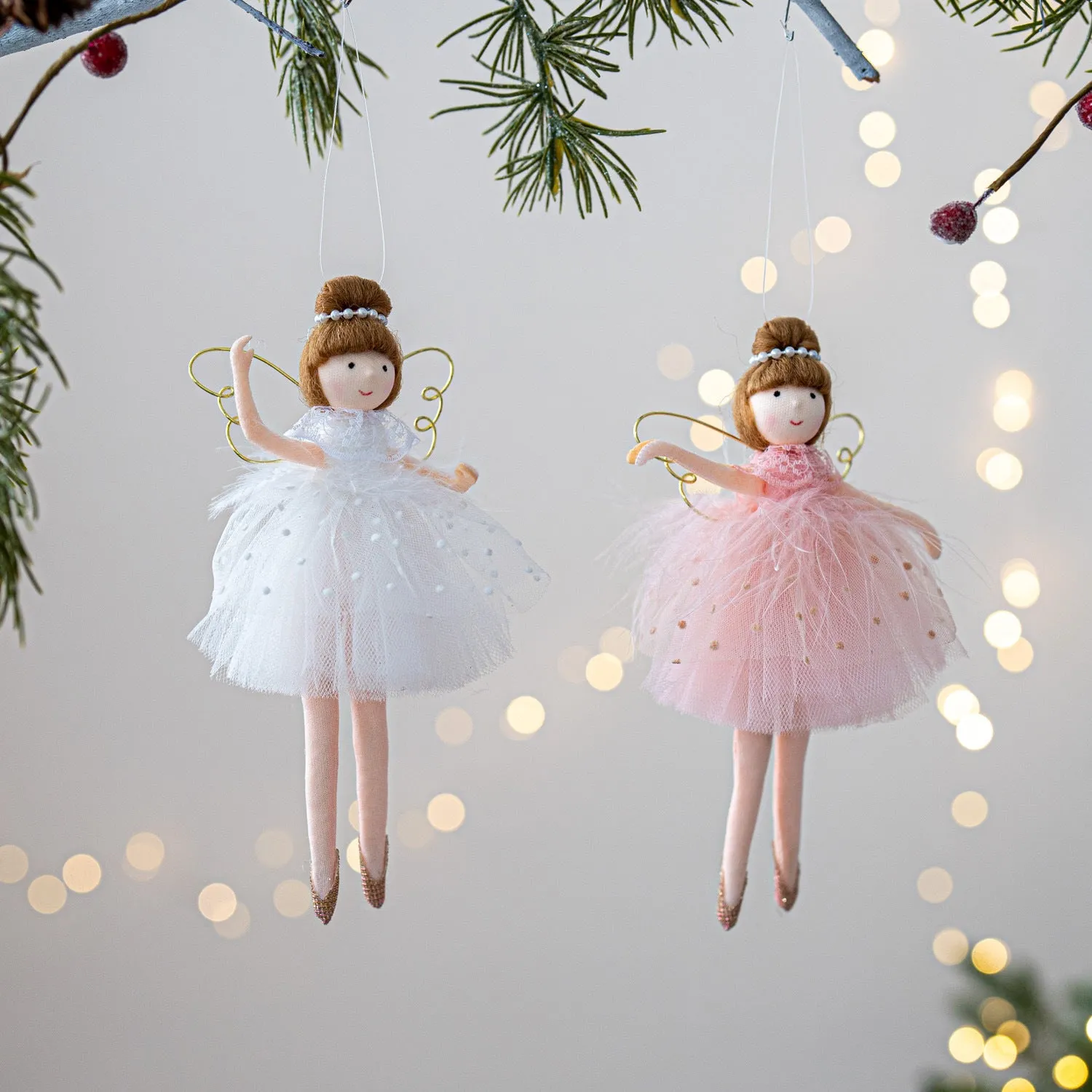 Pink and white cloth ballet girl angel plush doll pendant ornament with modern simplicity design