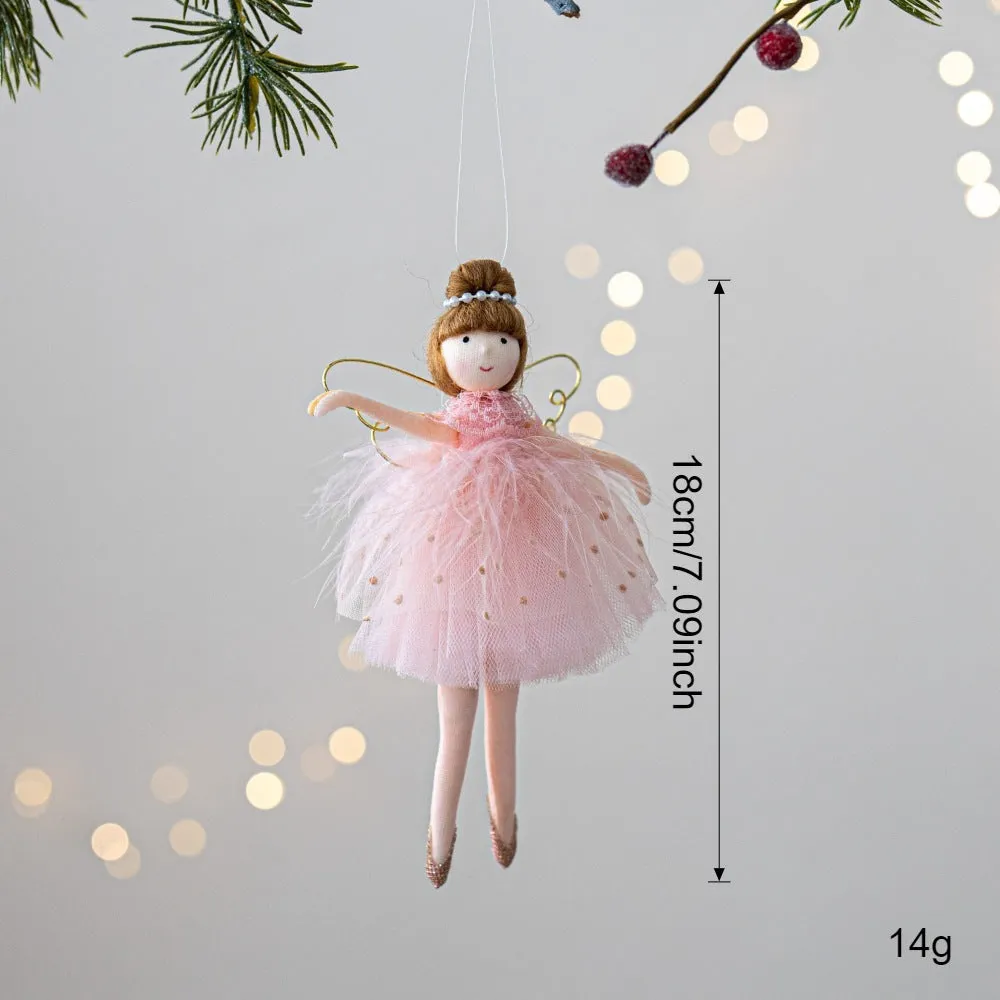 Pink and white cloth ballet girl angel plush doll pendant ornament with modern simplicity design