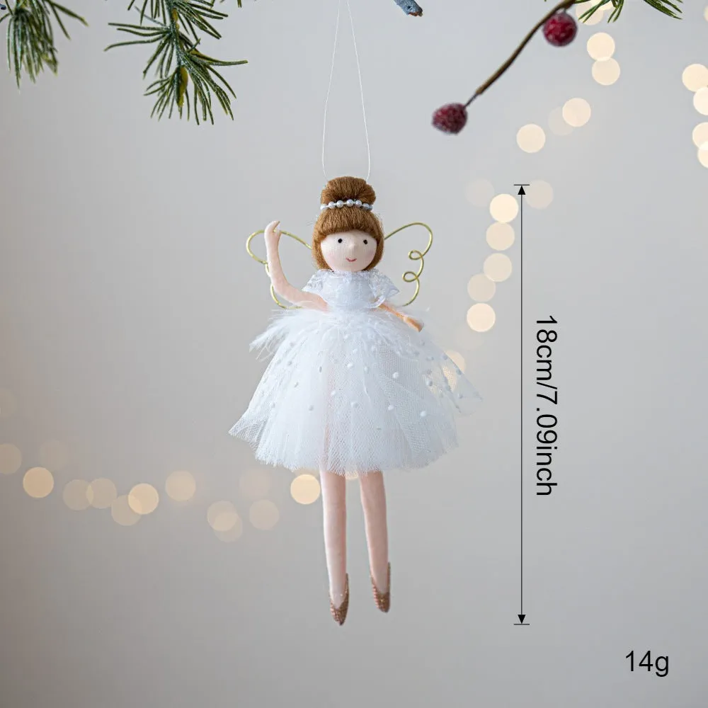 Pink and white cloth ballet girl angel plush doll pendant ornament with modern simplicity design