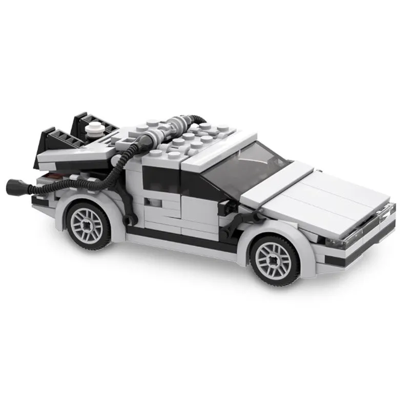Plastic Back To The Future time machine building block toy in net pocket packaging for teenagers 7-14 years old