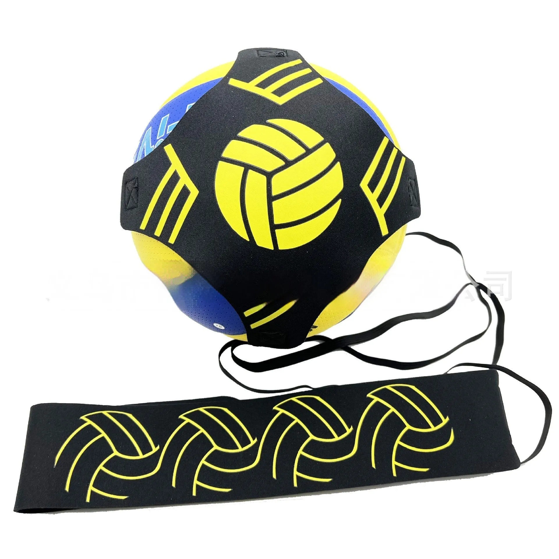 Elastic ball control training aid in classic yellow line terms design for football and volleyball
