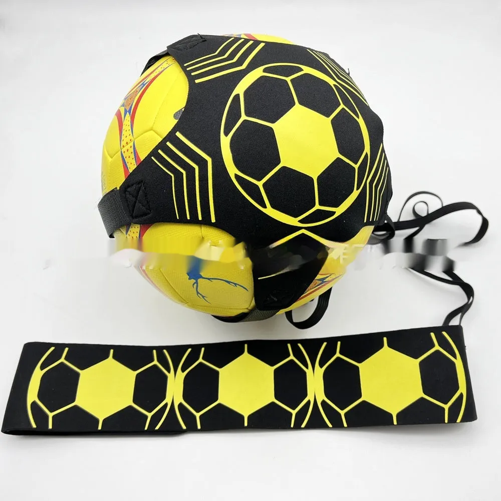 Elastic ball control training aid in classic yellow line terms design for football and volleyball