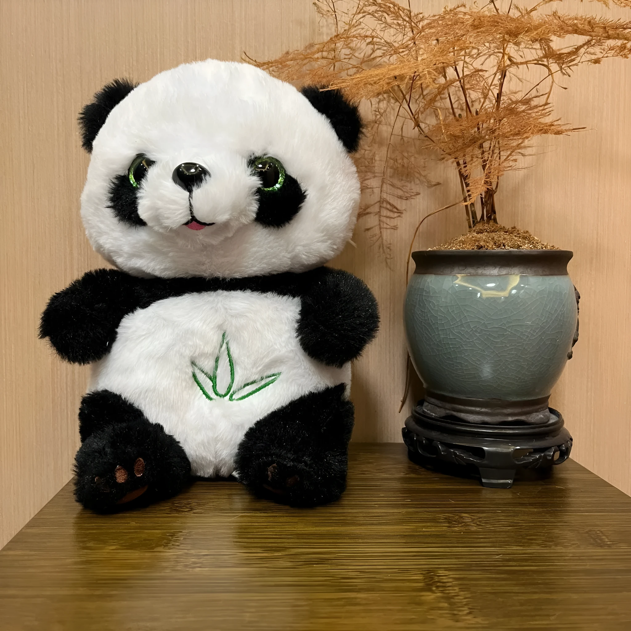 23cm cute panda plush toy with breathing music and glowing features for children aged 4-6