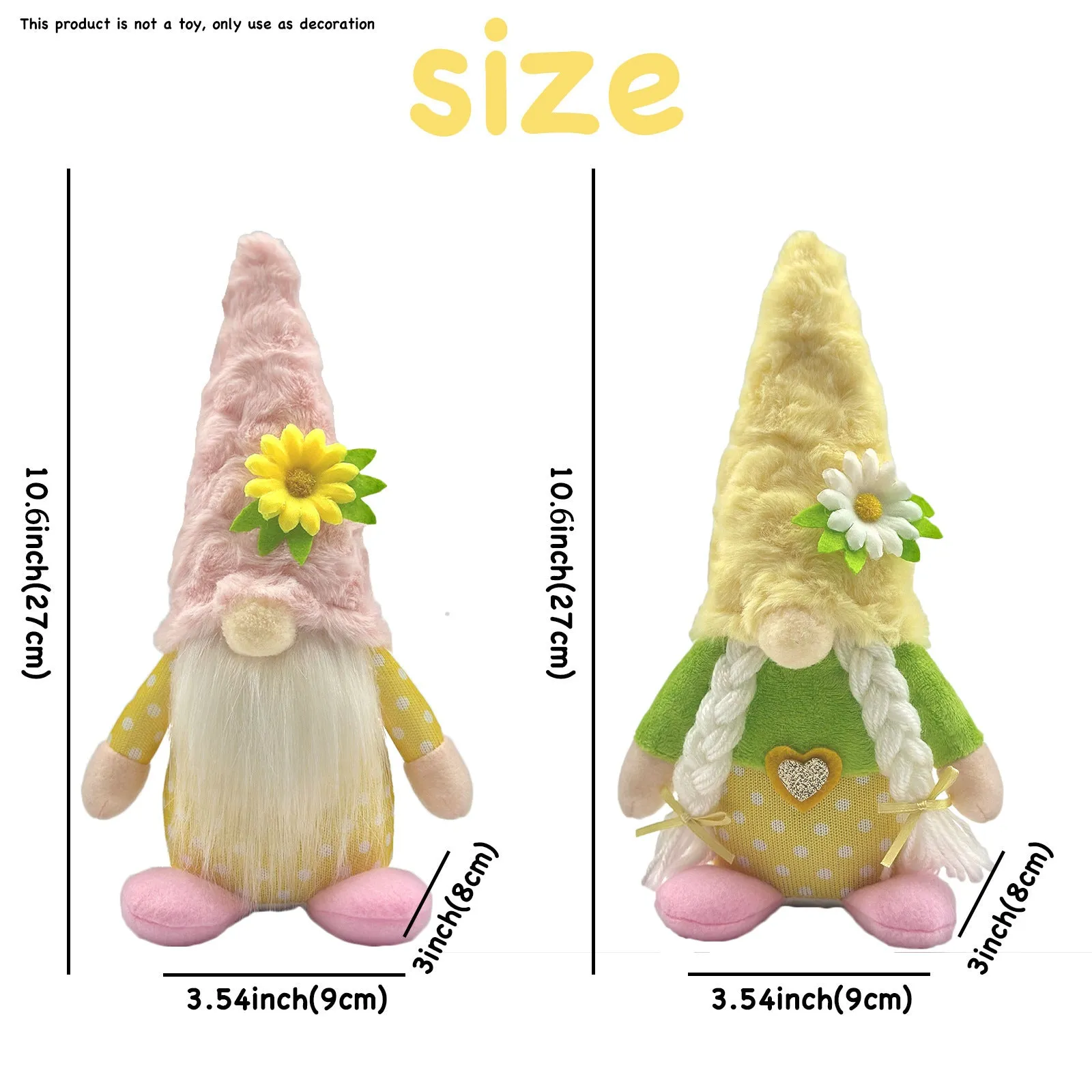 Faceless Rudolf doll ornament in cloth with yellow hooded style for spring home window decoration