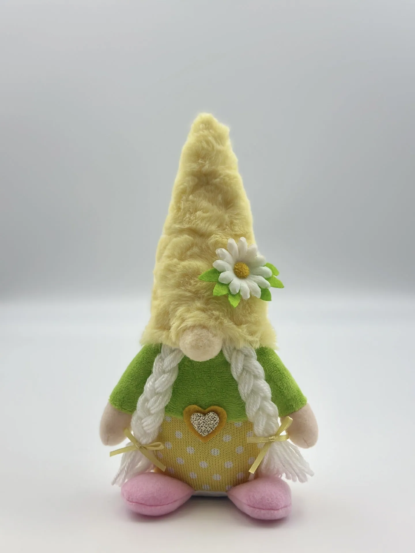 Faceless Rudolf doll ornament in cloth with yellow hooded style for spring home window decoration