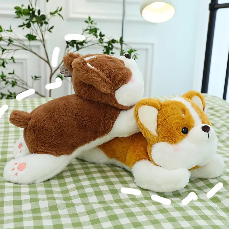 Corgi doll plush toy in gray, ultra soft short plush, 30cm height, creative car cushion
