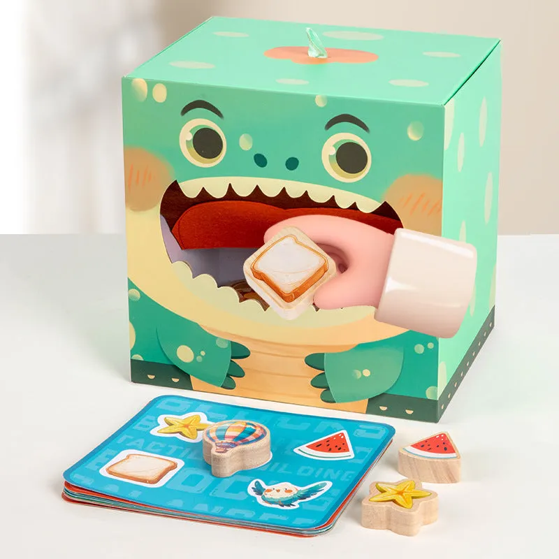 Wooden Montessori touch box balance building blocks toy in colour box packaging, 20x16cm