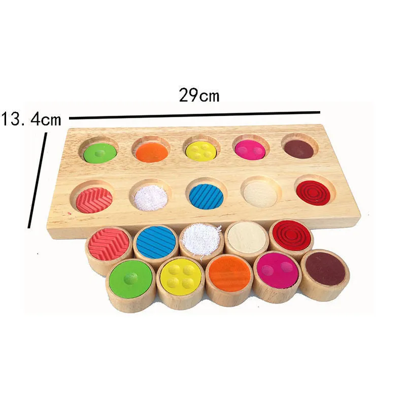Wooden Montessori touch box balance building blocks toy in colour box packaging, 20x16cm