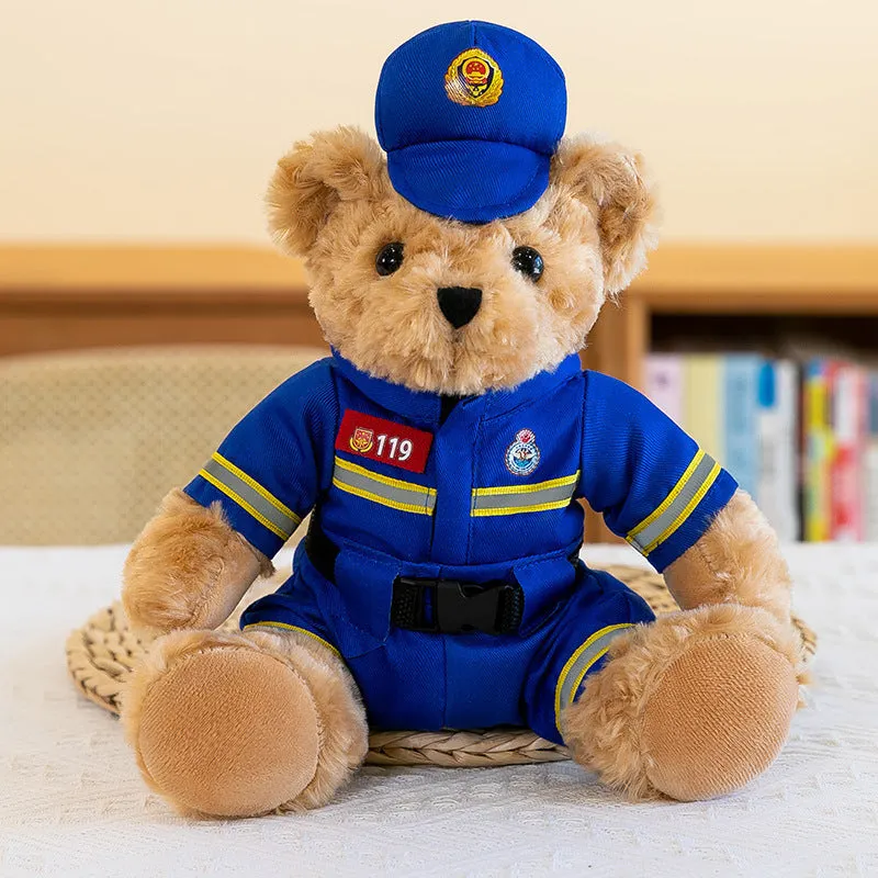 Fire bear police teddy doll plush toys 30cm height for teenagers