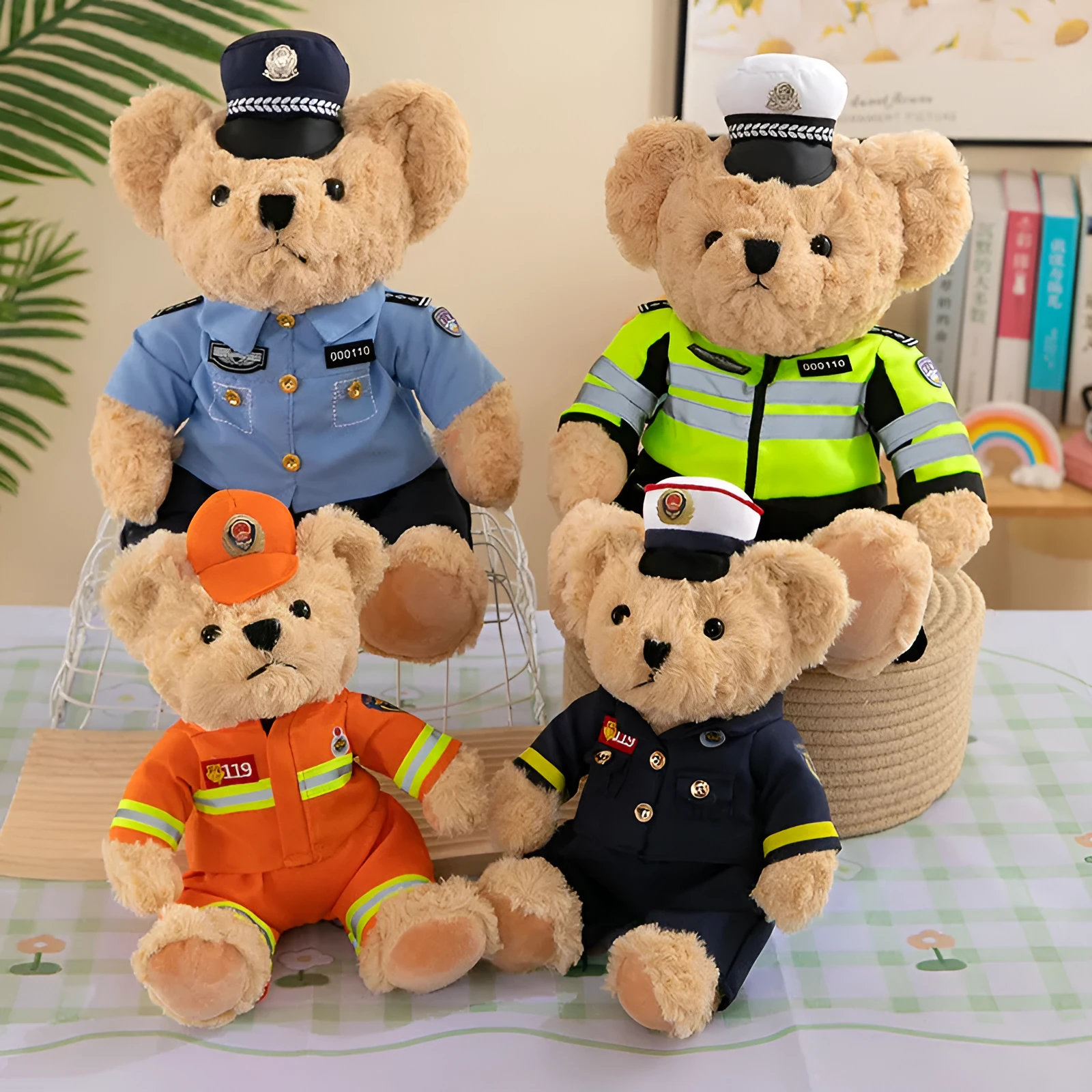 Fire bear police teddy doll plush toys 30cm height for teenagers
