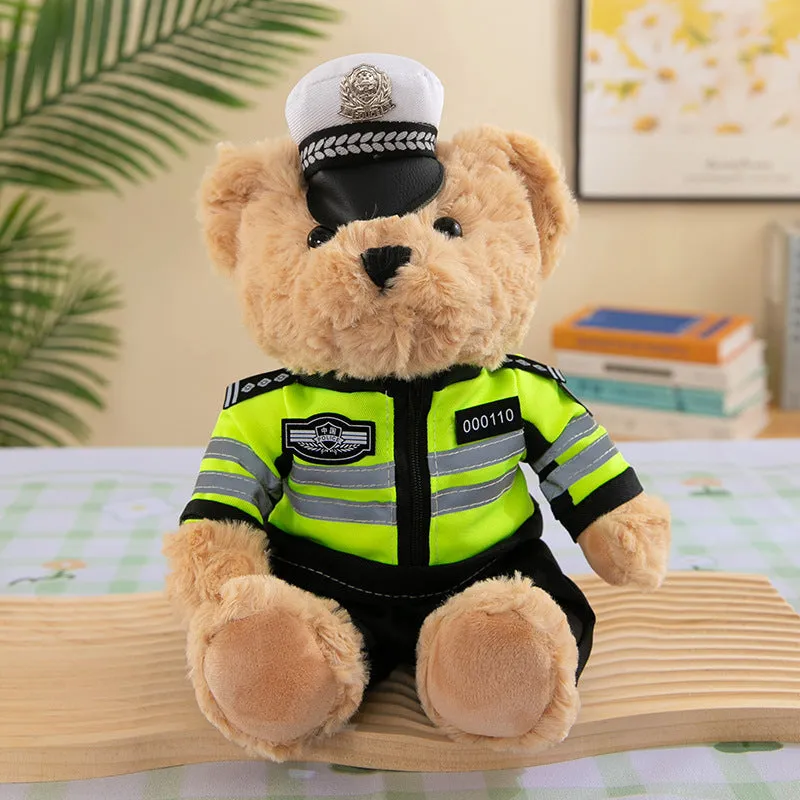 Fire bear police teddy doll plush toys 30cm height for teenagers