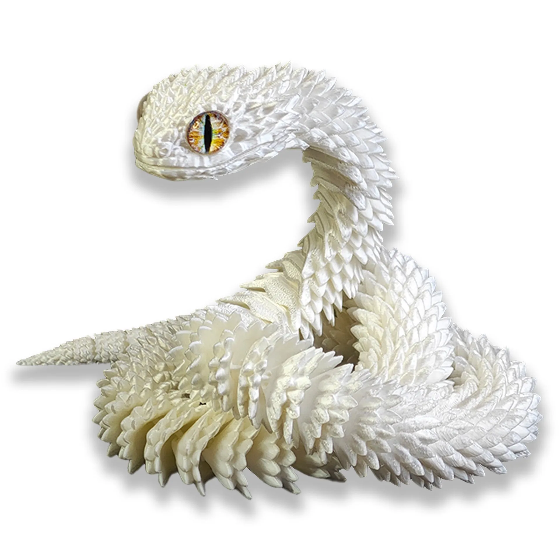 3D printed snake toy decoration in realistic animal simulation style, available in multiple colours and sizes including 30cm, 45cm, 60cm