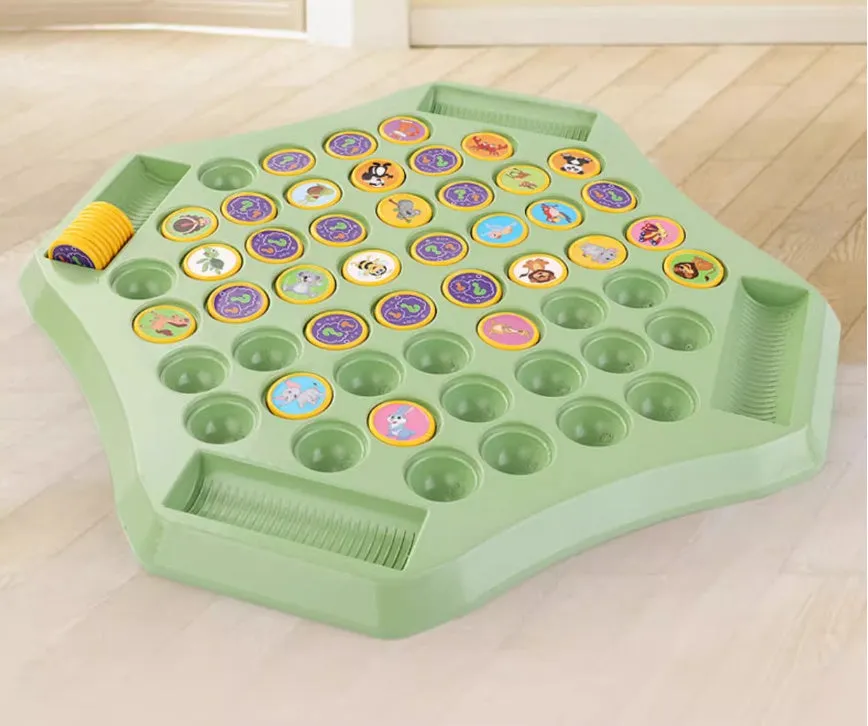 Memory flip chess double battle educational toy in plastic with Animal Style British colour box packaging, 31.5x31.5x4cm
