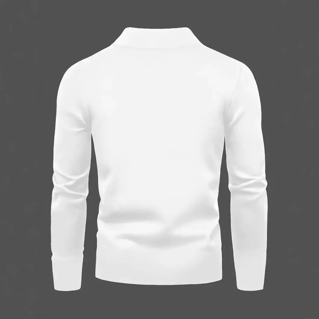 White women's crown print high neck long sleeve slim fit pullover top on casual background