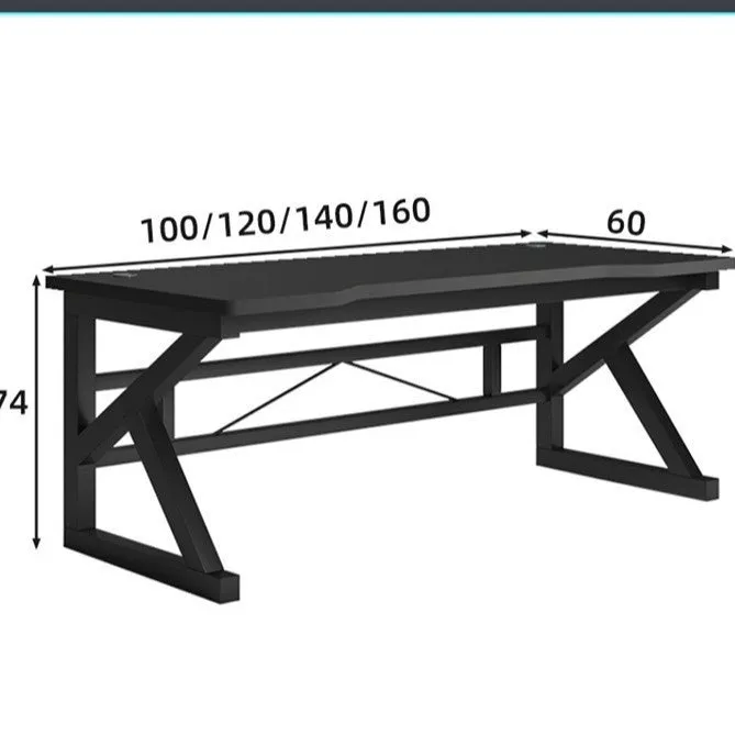 Black carbon fibre computer desk with black frame, single table in 100x60 cm size