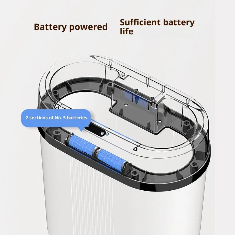 Square PP smart trash can with sealed waterproof lid, black battery type, on kitchen floor