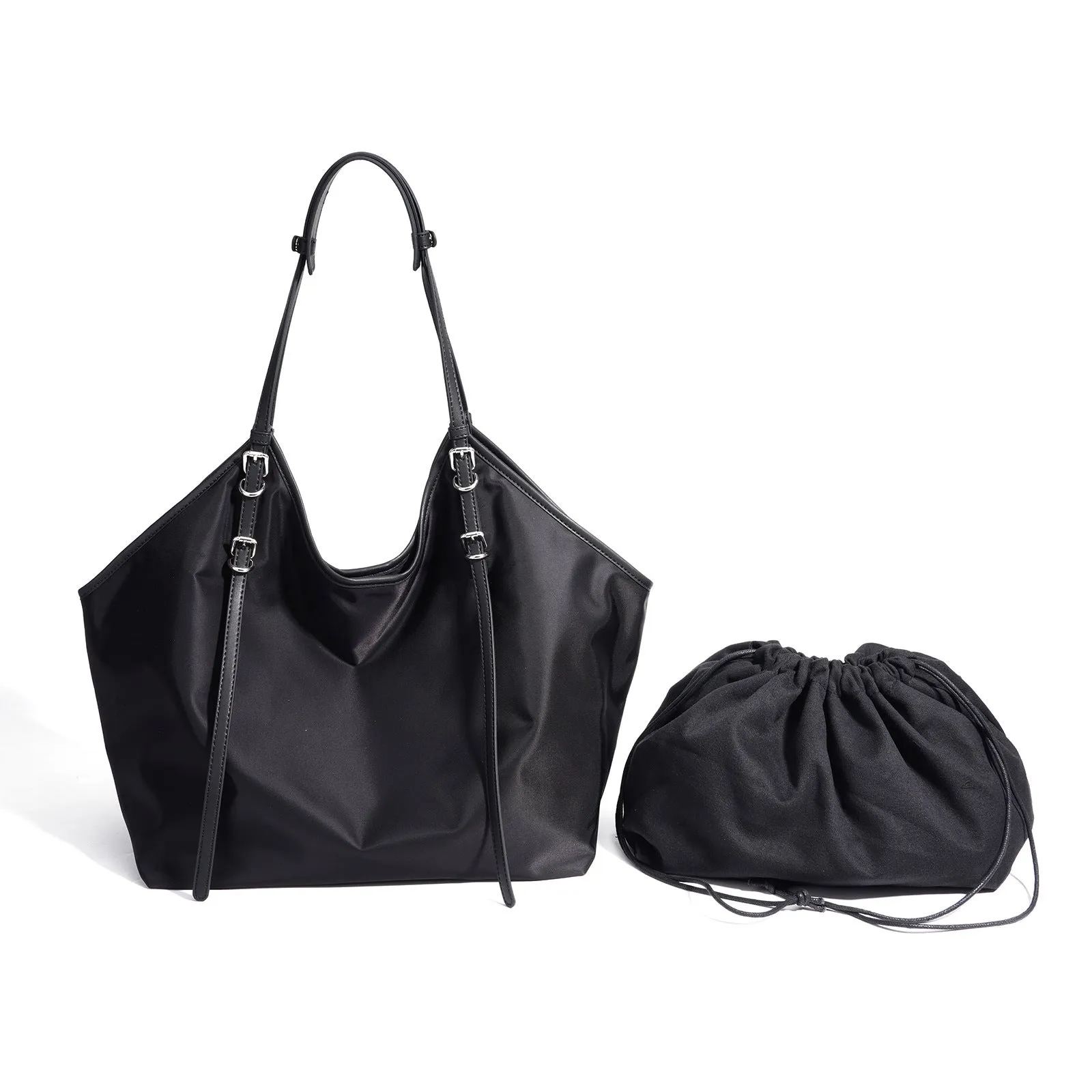 Denim women's patchwork casual crossbody bag in black with inner pocket and shell shape for travel