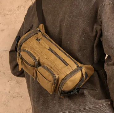 Vintage genuine leather men's crossbody messenger bag brown large capacity top grain leather
