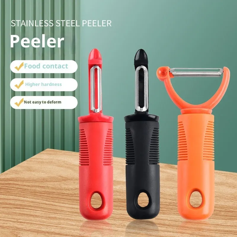 Set of three stainless steel fruit and vegetable peelers with 420J2 blades in modern simple design