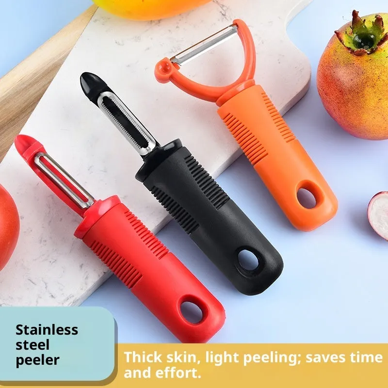 Set of three stainless steel fruit and vegetable peelers with 420J2 blades in modern simple design