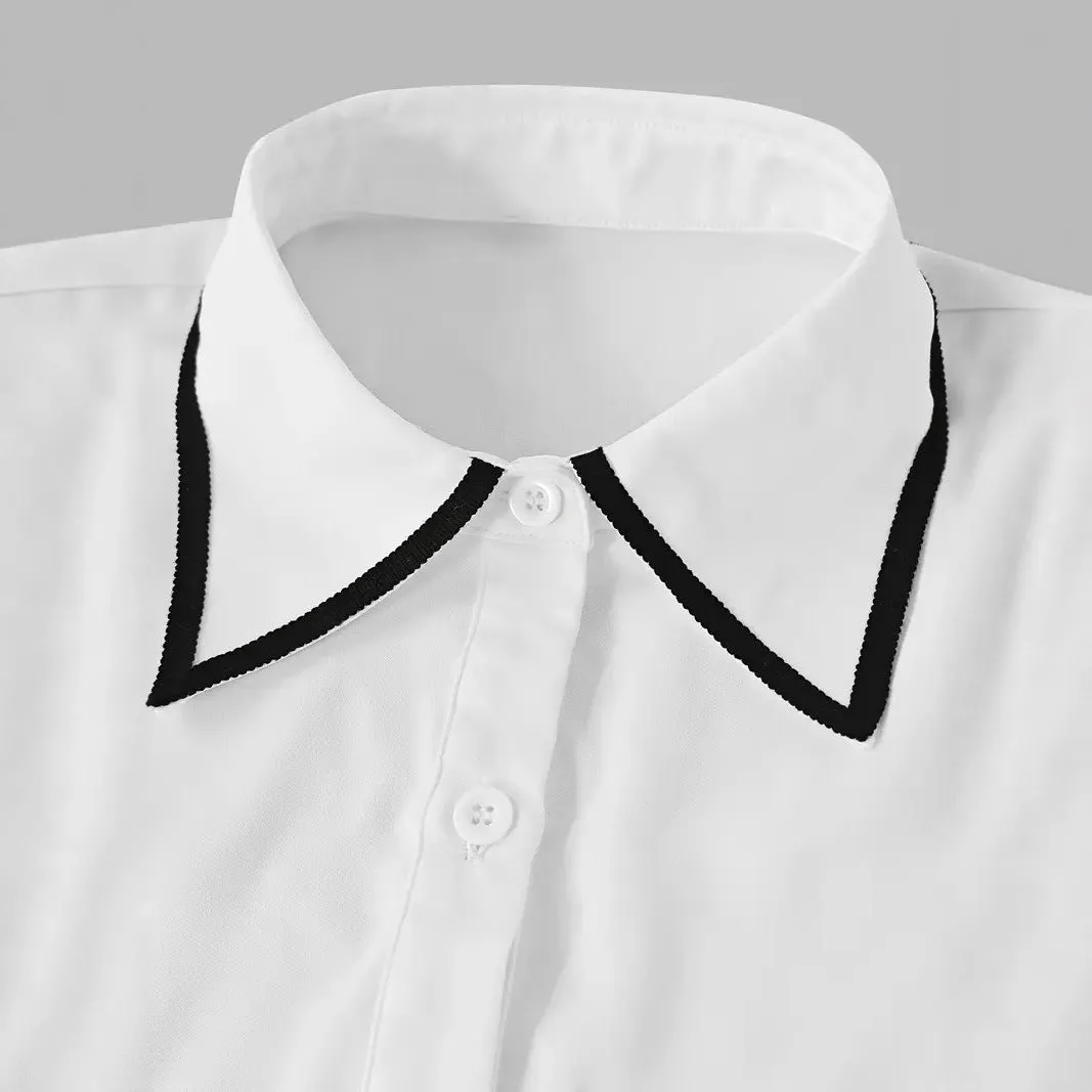 Women's solid colour long sleeve satin polyester shirt in black, with pullover style and regular sleeve