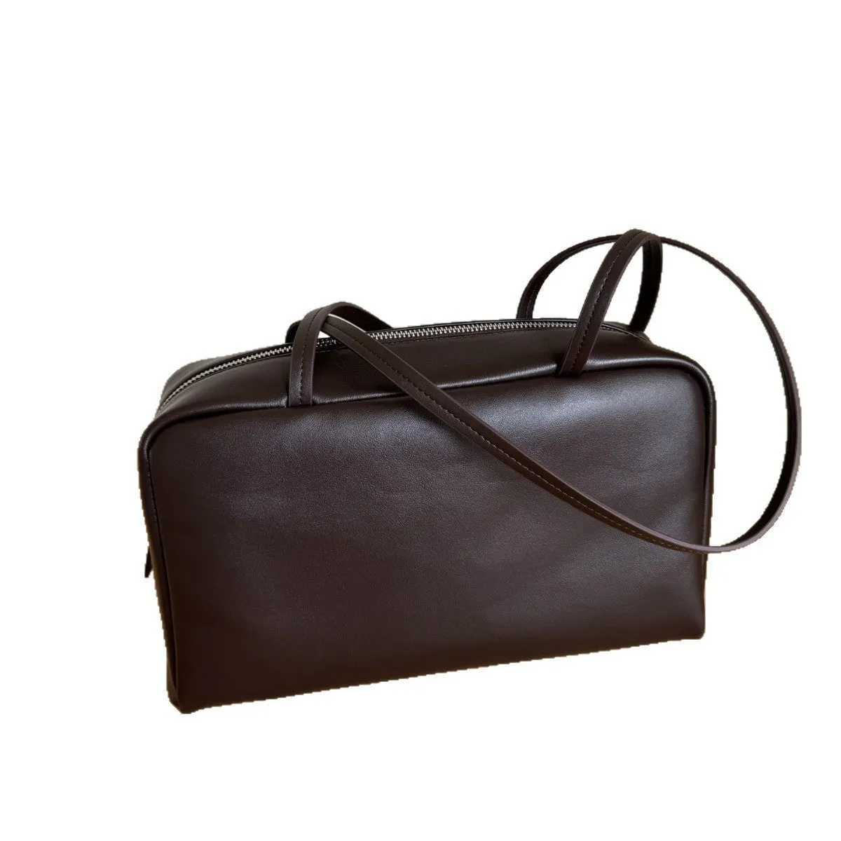 Genuine leather handbag in black, large capacity cowhide shoulder bag with top grain finish
