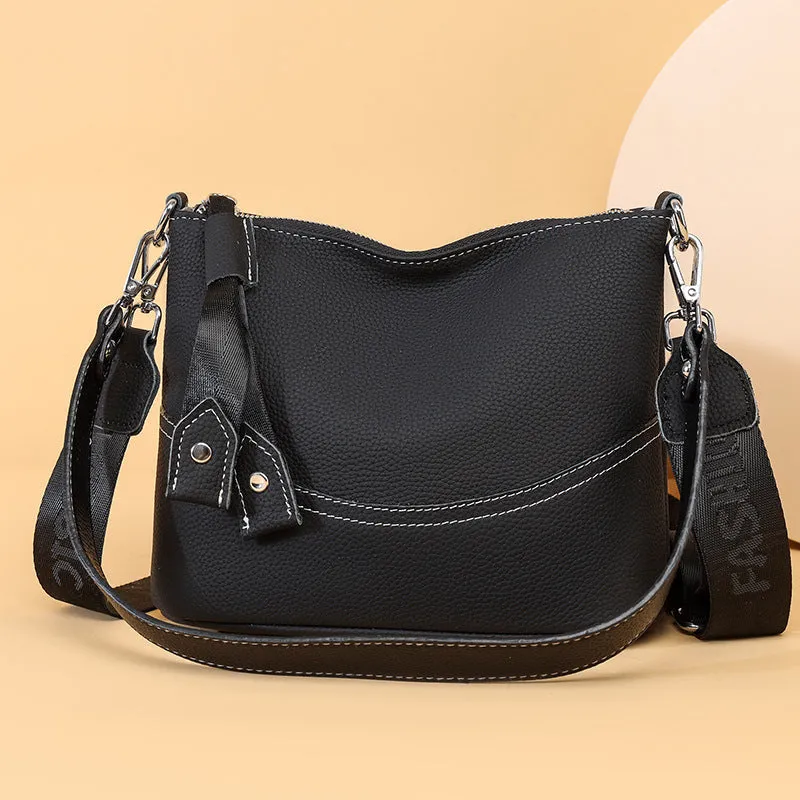 Genuine top grain leather crossbody bag in khaki, horizontal square shape with splicing design and multiple internal pockets