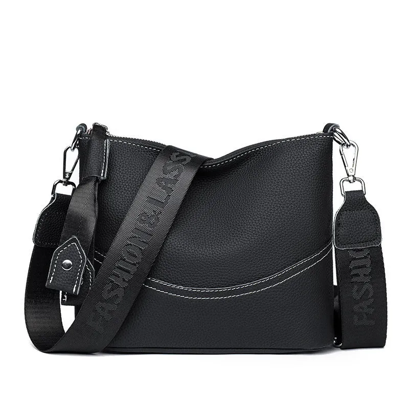 Genuine top grain leather crossbody bag in khaki, horizontal square shape with splicing design and multiple internal pockets
