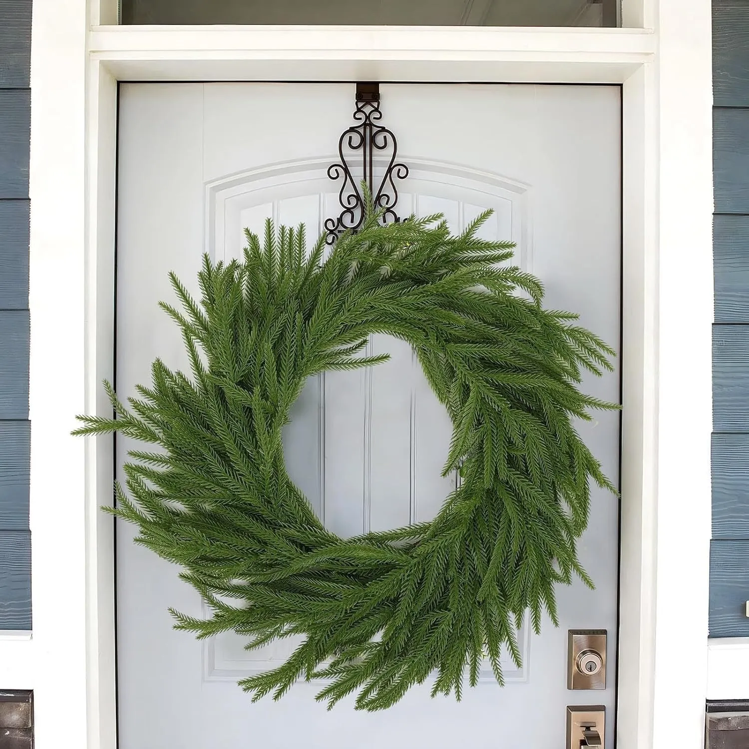 60cm plastic PE front door garland in American country style with multiple leaf density options