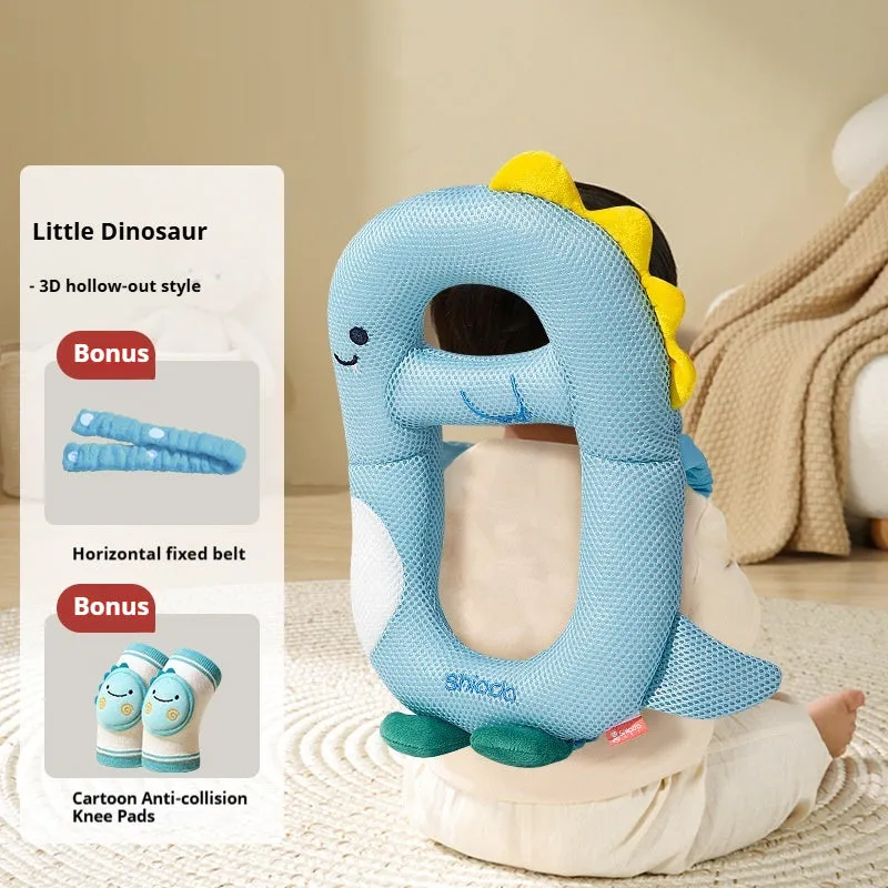 Baby anti-collision pillow and knee pads with cartoon dinosaur bee rabbit chicken designs