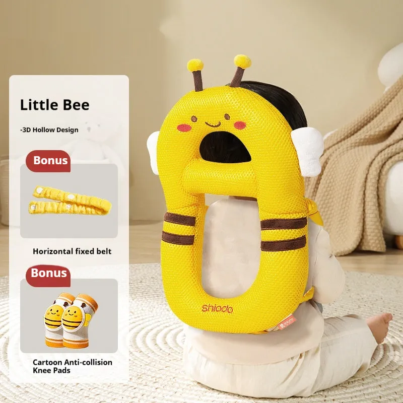 Baby anti-collision pillow and knee pads with cartoon dinosaur bee rabbit chicken designs
