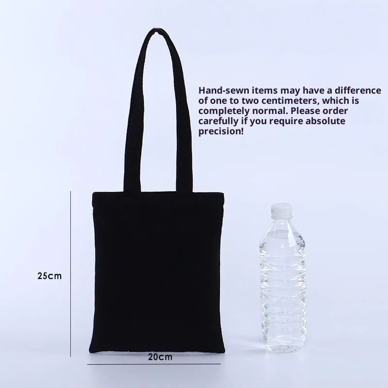 Simple modern single shoulder commuter canvas bag in white, 35x40cm, with printed finish