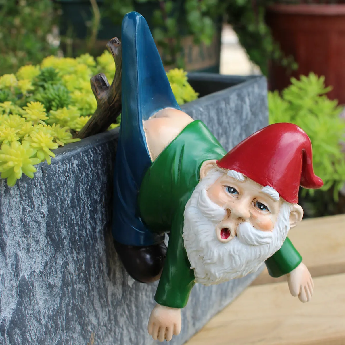 Resin craft ornament dwarf pants pendant 14x10x8cm American country style polished finish