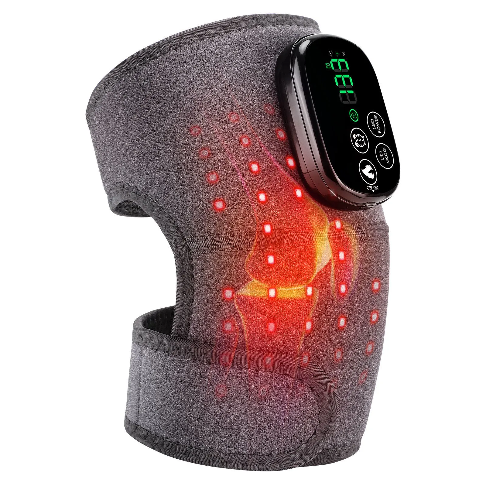 Grey hot compress red light therapy knee brace with rechargeable battery for shoulder and elbow joint relief