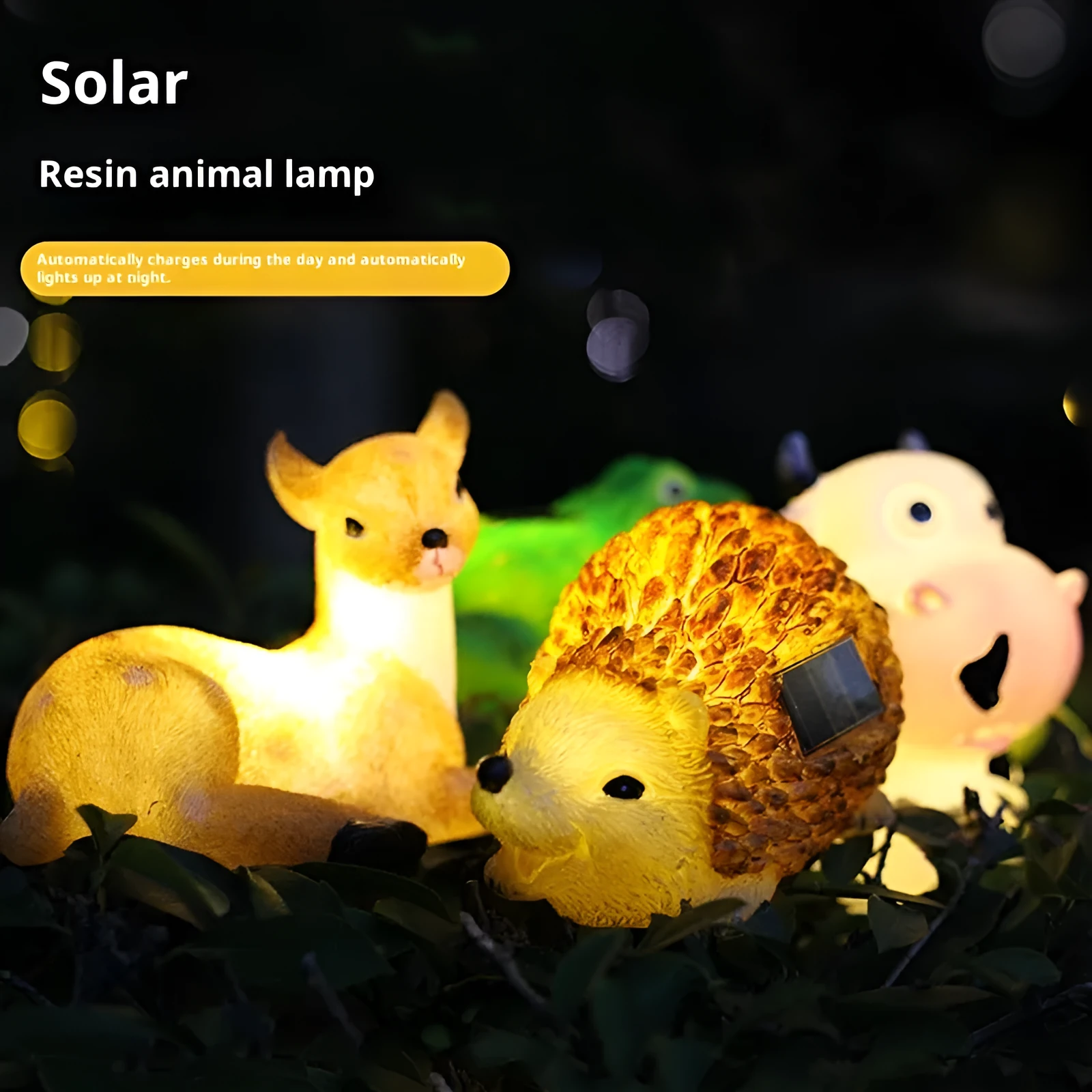 Resin solar lamp in animal shape for outdoor courtyard garden decorative lighting