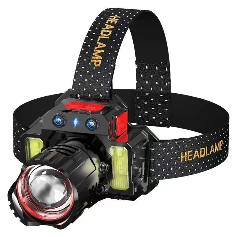 Wave Outdoor Multi-function Induction Headlamp with zoomable spotlight for hiking and camping