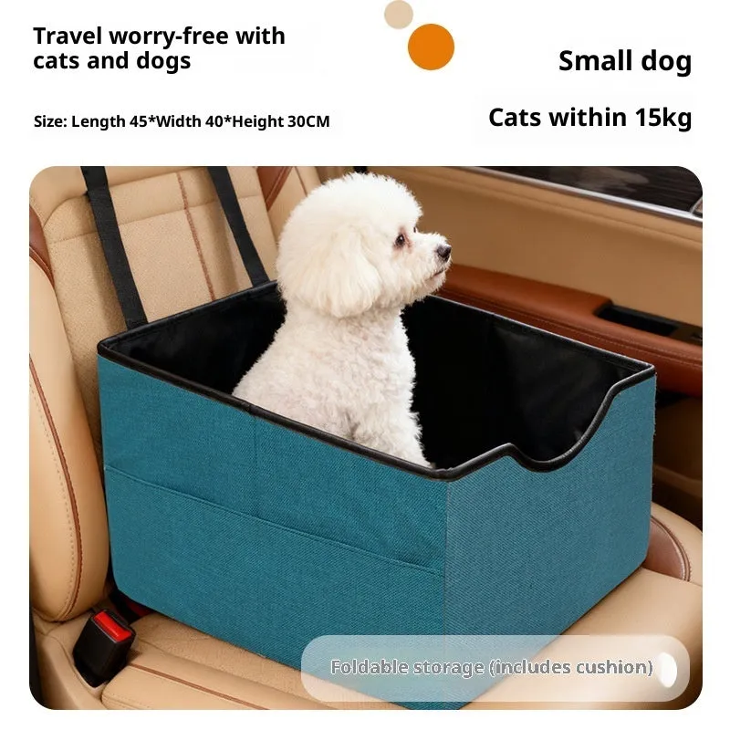 Four-season portable long-distance pet car nest in Oxford fabric for cats, available in Gray Khaki Blue Cyan