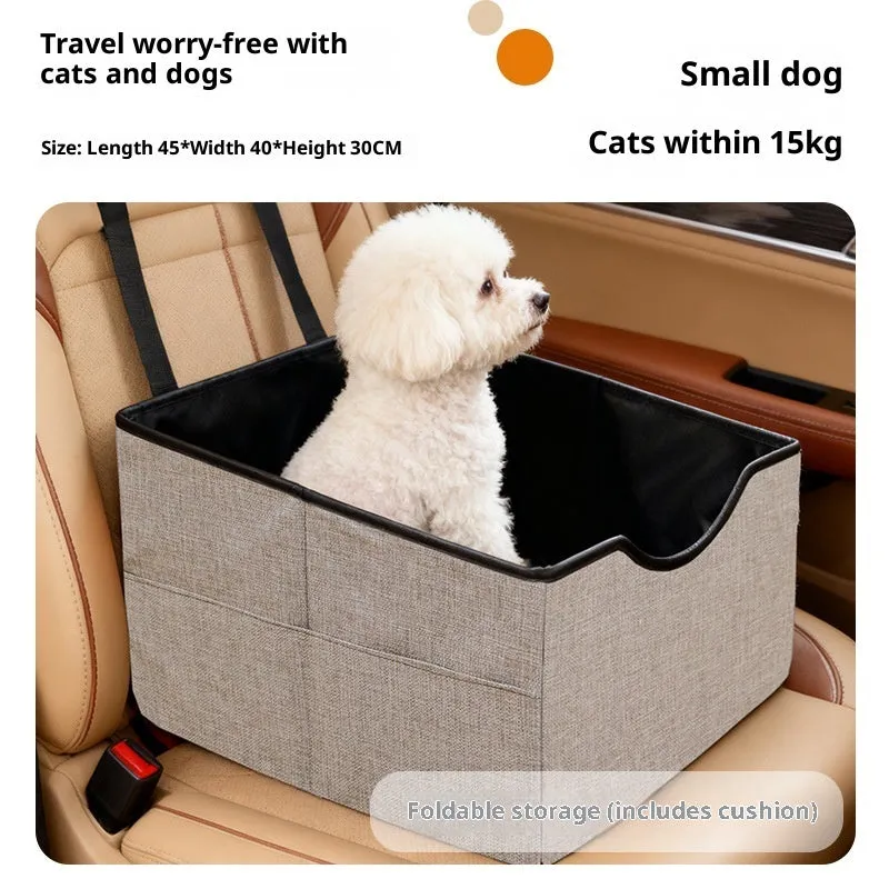 Four-season portable long-distance pet car nest in Oxford fabric for cats, available in Gray Khaki Blue Cyan