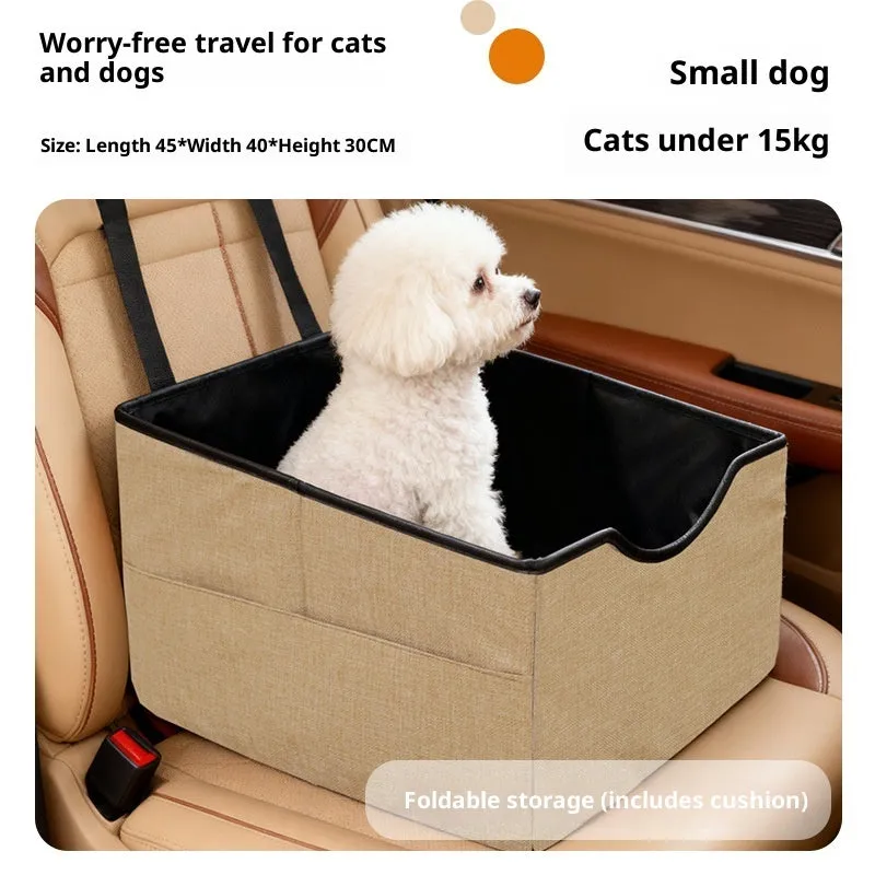 Four-season portable long-distance pet car nest in Oxford fabric for cats, available in Gray Khaki Blue Cyan