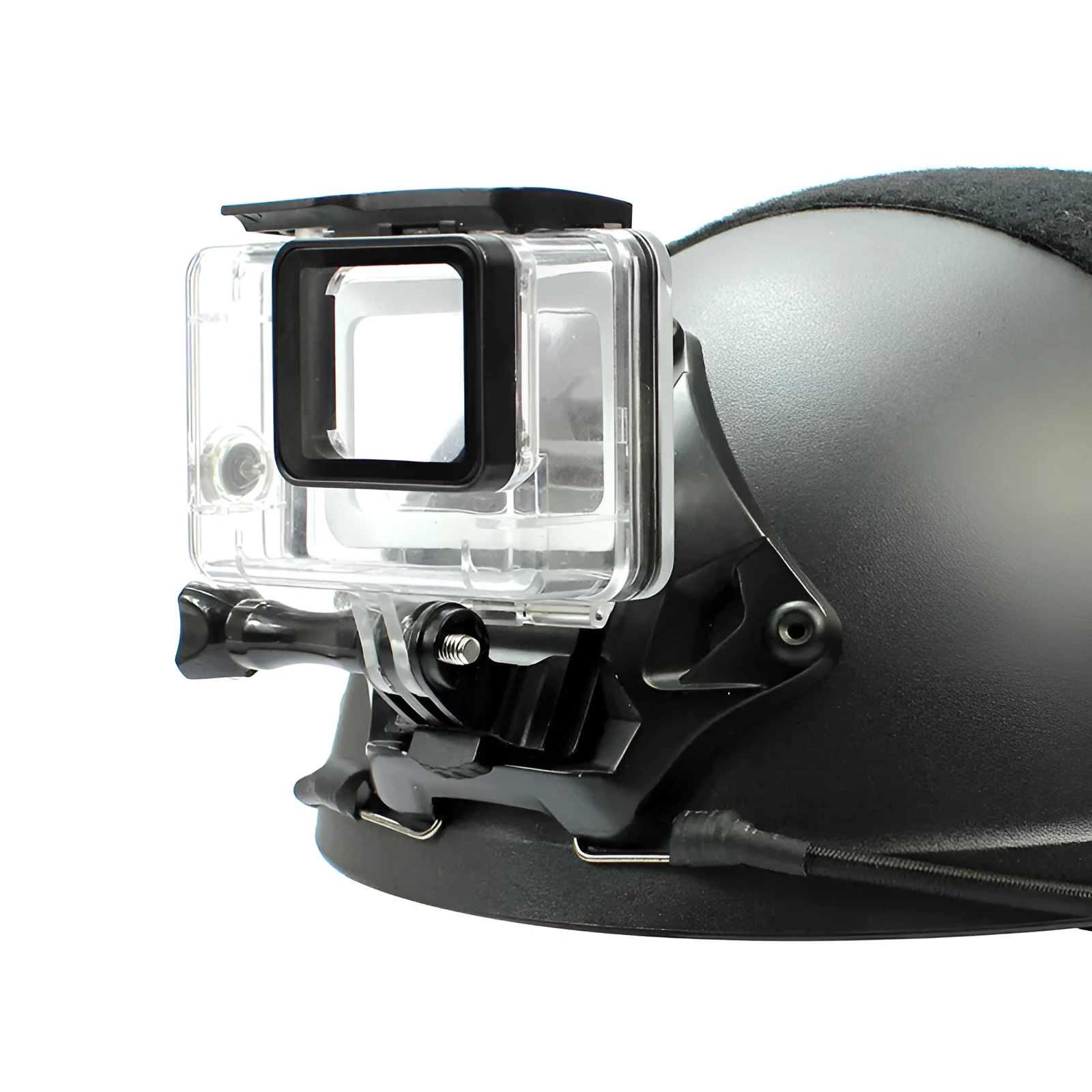 Aluminium alloy helmet camera mount bracket for GoPro and sports cameras with adjustable clamp