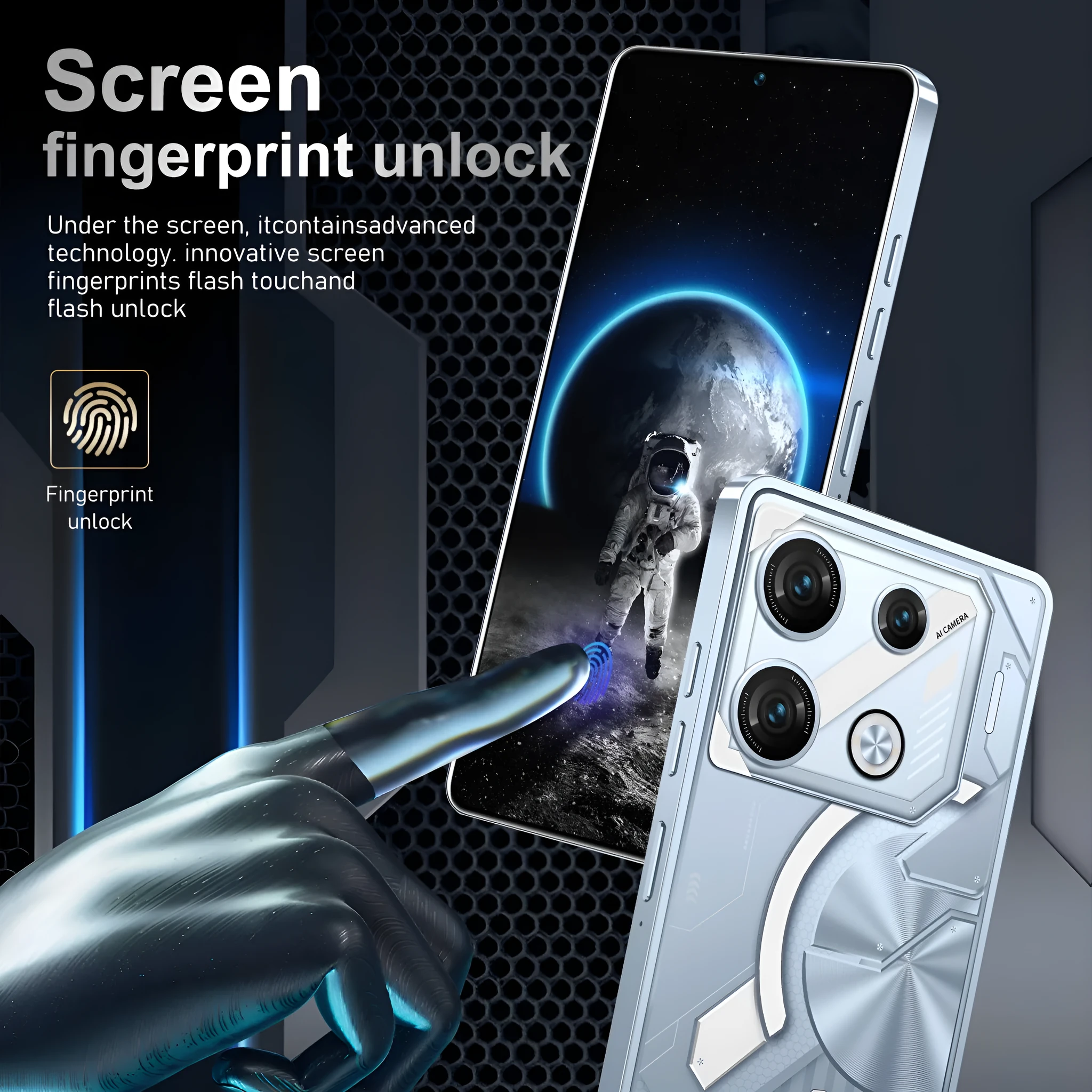 GT10 Pro Android smartphone in Blue or Silver colour with straight plate design