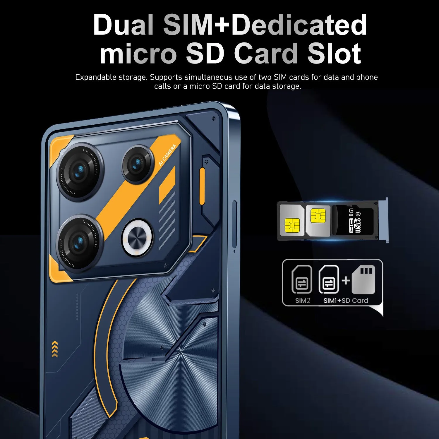 GT10 Pro Android smartphone in Blue or Silver colour with straight plate design