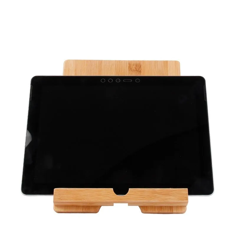 Bamboo foldable desktop phone stand with adjustable angle for tablet and phone