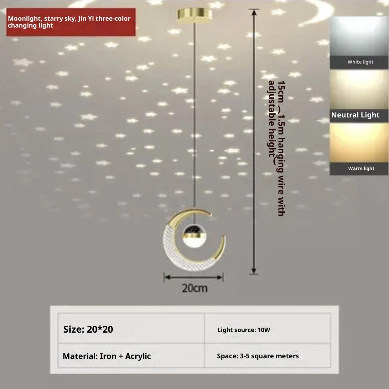 Adjustable gold finish pendant light for living room or dining room with simple modern style