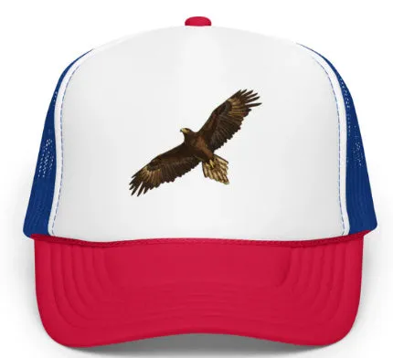 Red dome baseball cap with Sponge Hawk embroidery and print on polyester fabric
