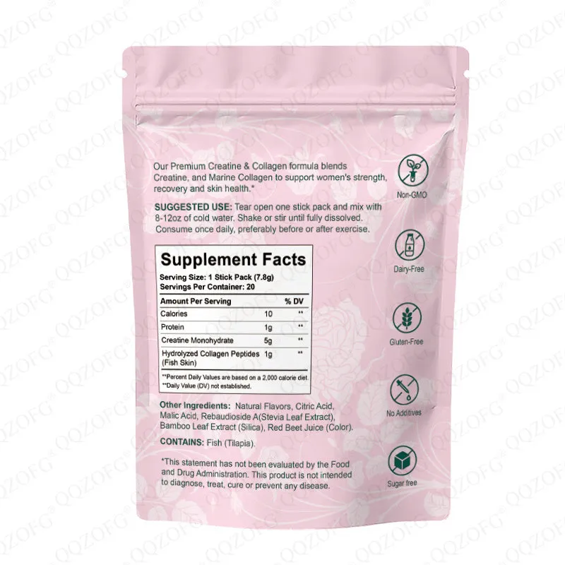 Creatine collagen stick pack 20 sticks raspberry lemon flavour natural beet juice colour sugar-free