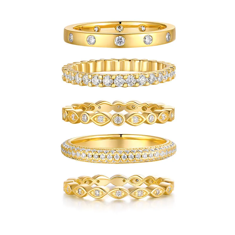 Golden Music moissanite wedding ring set gold-plated S925 silver gift box GRA certificate sizes 5-9