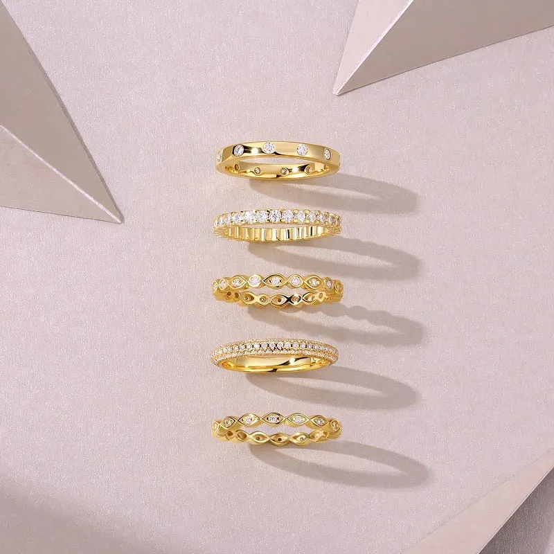 Golden Music moissanite wedding ring set gold-plated S925 silver gift box GRA certificate sizes 5-9