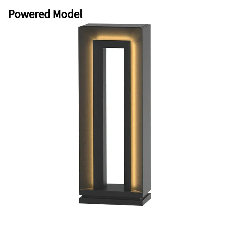 Square stainless steel and acrylic solar courtyard garden lamp with geometric design for outdoor landscape lighting.